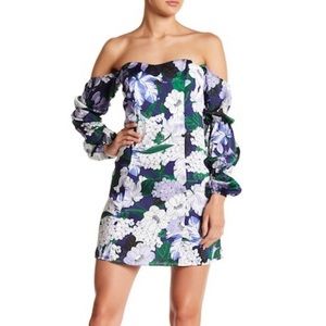 ALEXIA ADMOR WHITE PURPLE GREEN FLORAL DRESS SZ 10